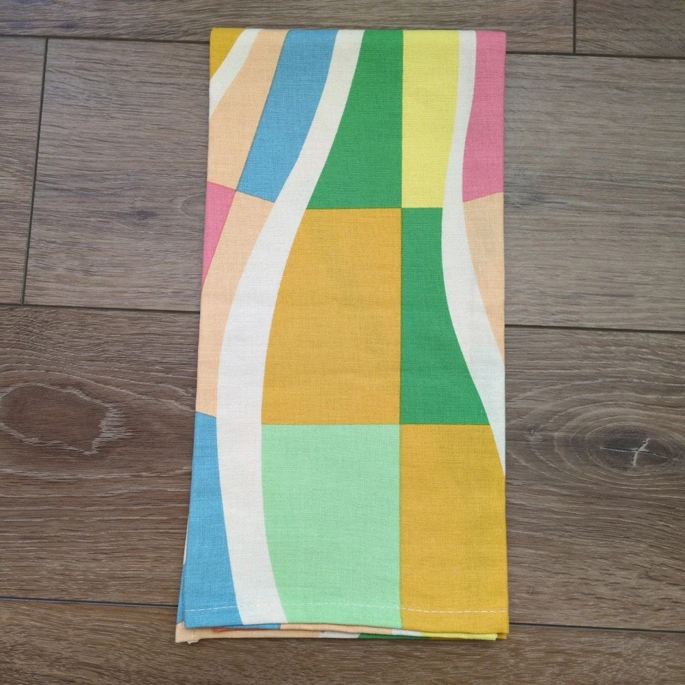 Anthropologie Celestial Sun Face Dish Tea Towel Multicolor Bright Boho Kitchen